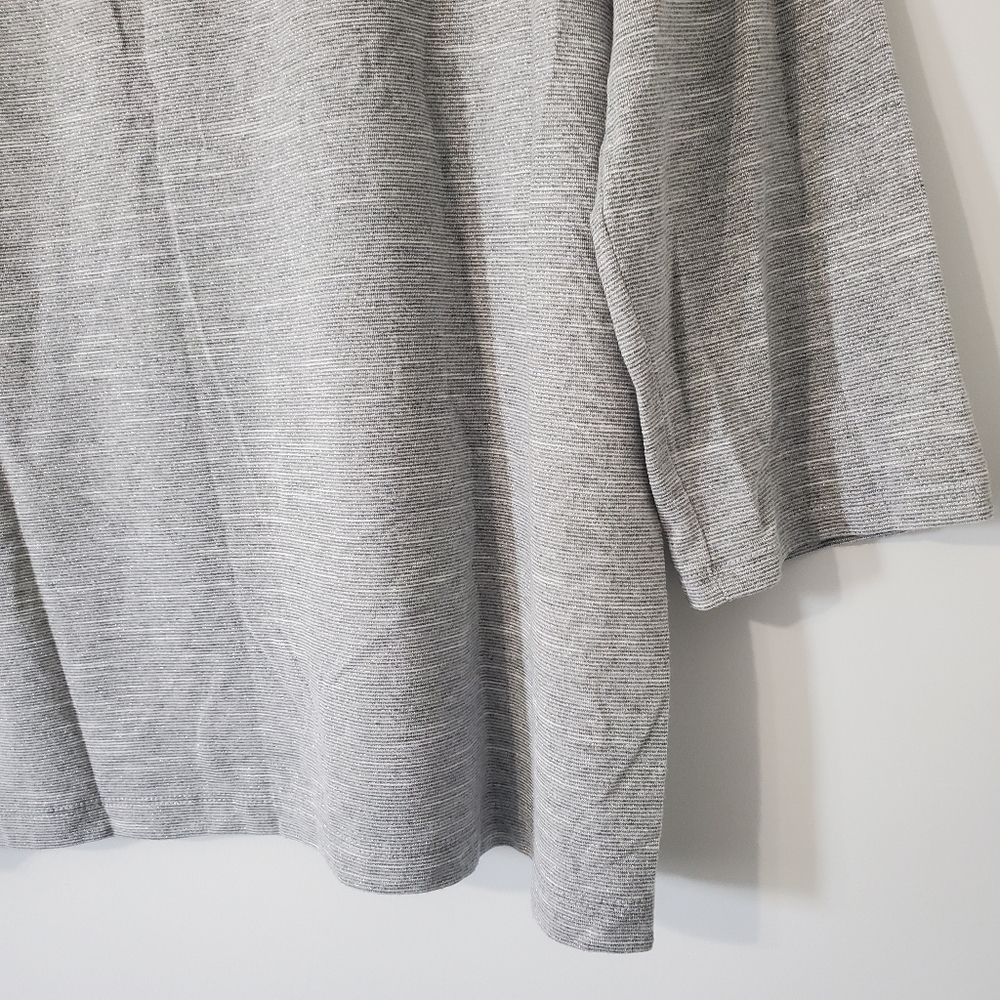 ZENERGY Chicos Gray Sparkle Rhinestone Metallic Top Blouse Womens 2 Large FLAW - Picture 9 of 15